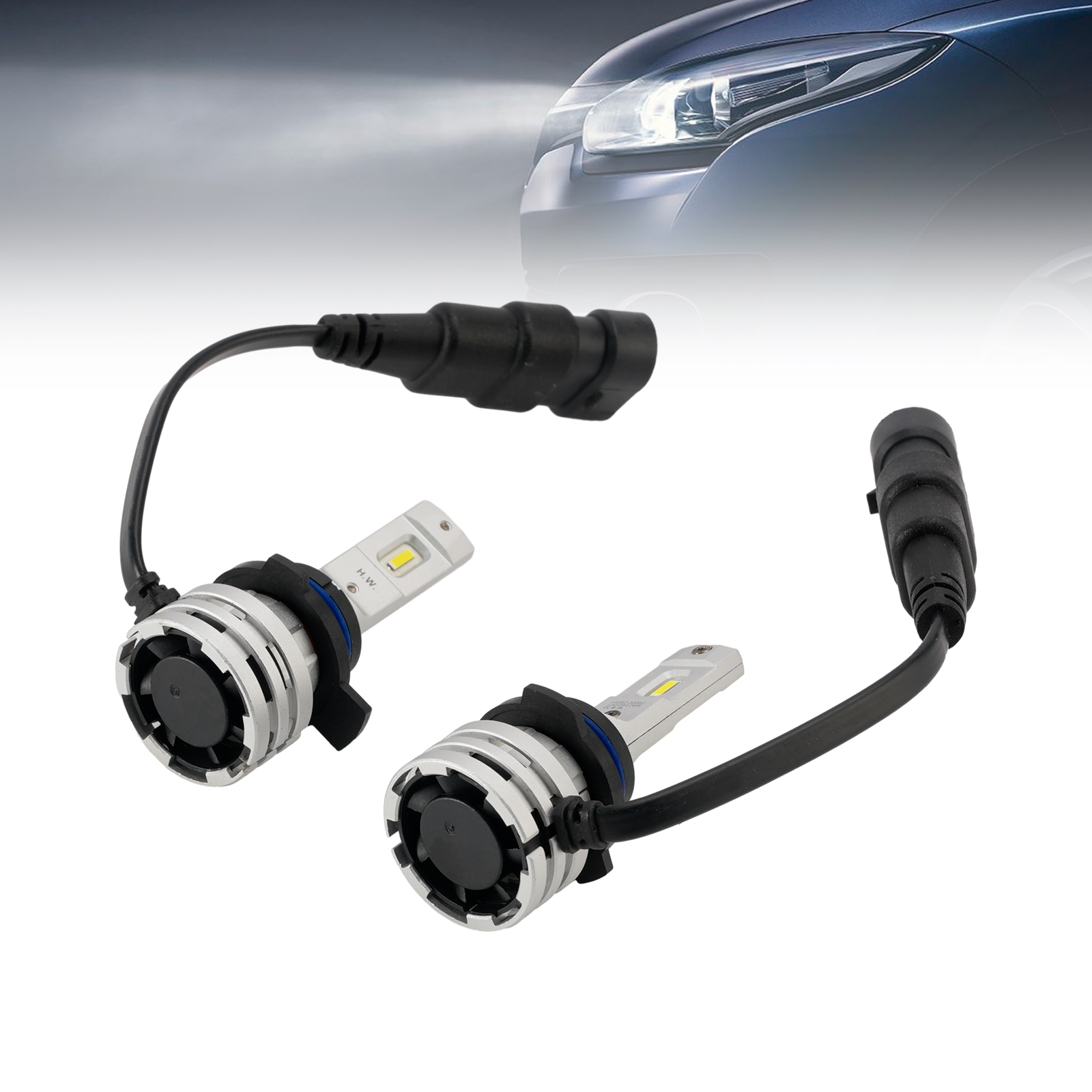 LED Headlight Bulb Kit Hi/Low Beam HIR2 9012 12V 24W 6500K Fan Cooling For HELLA