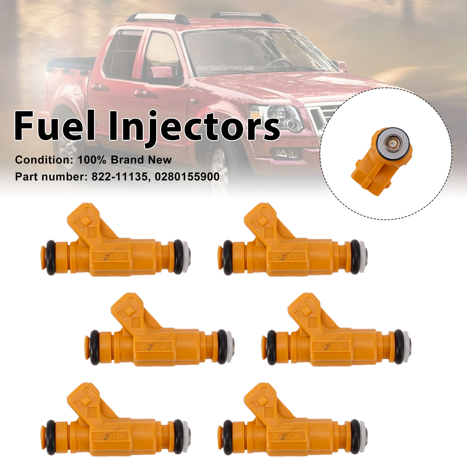 6PC 822-11135 Fuel Injectors â?280155900 For Mercury Mountaineer Ford Explorer