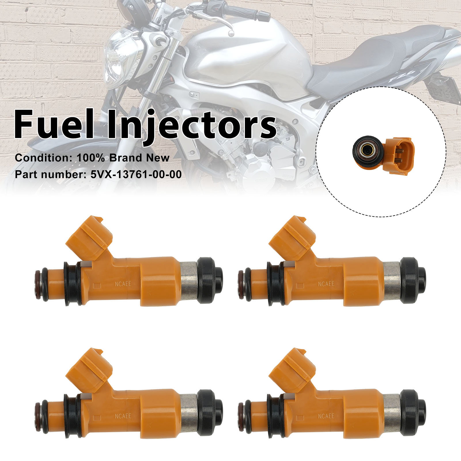 4PC Fuel Injectors 5VX-13761-00-00 For Yamaha FZ6 04-09 FZ6R 09-17