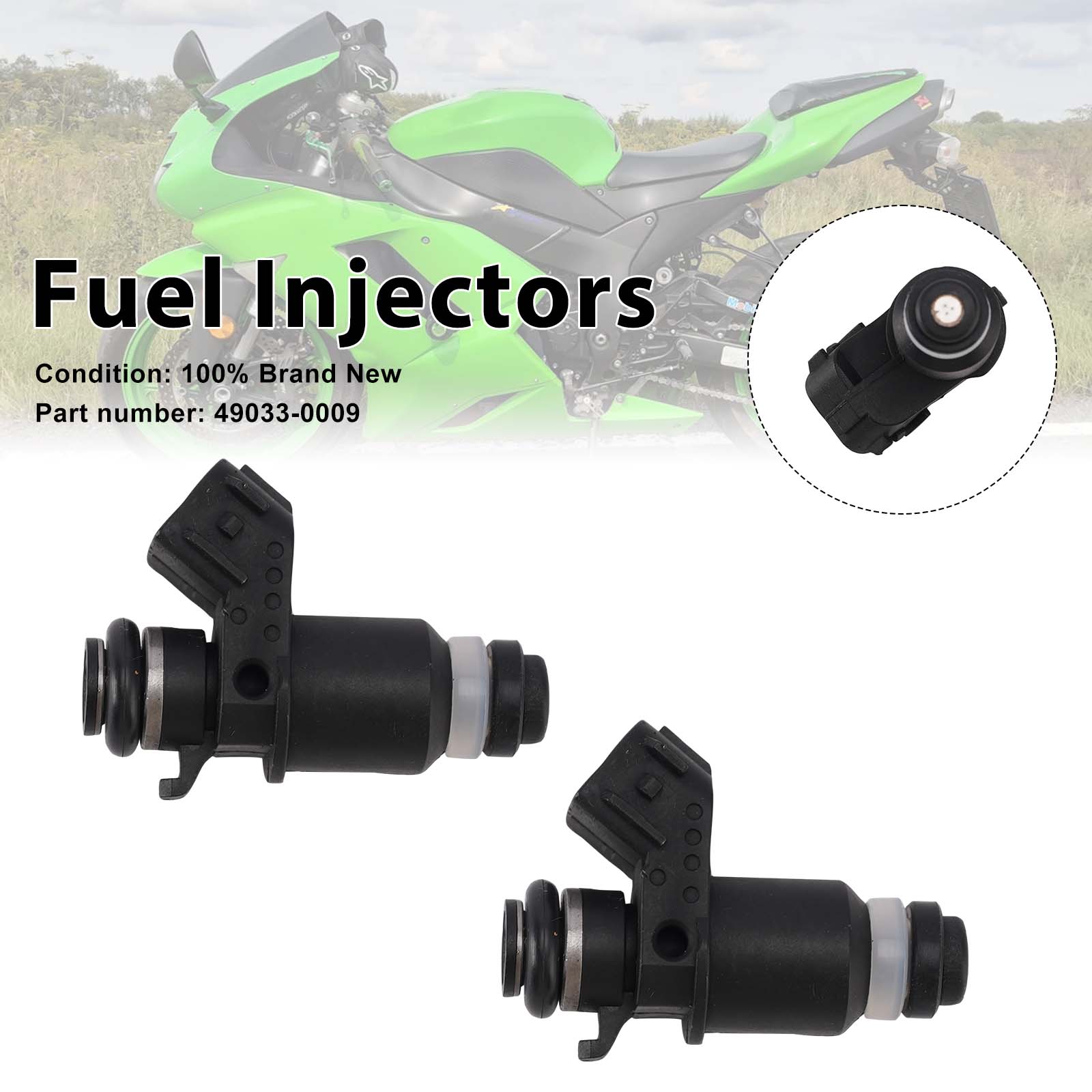 05-06 Kawasaki ZX-6R ZX-6RR ZX636 2PC Fuel Injectors 49033-0009