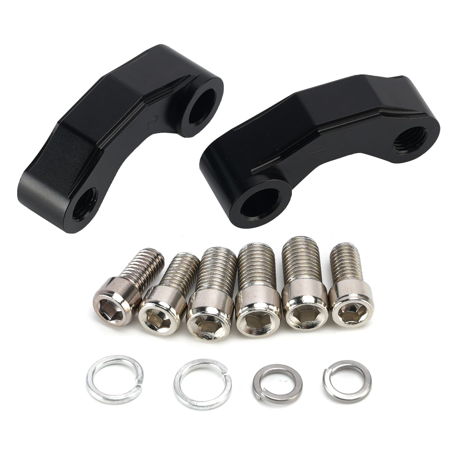 Pair Black Aluminum Mirror Extenders Risers Extension 10mm Universal Fit