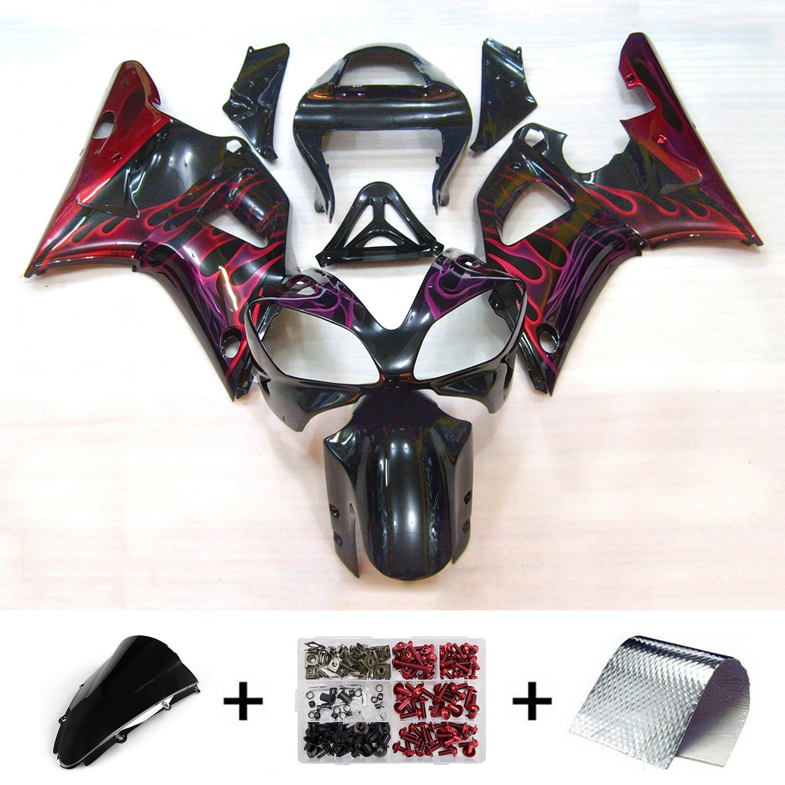 Amotopart 2000?2001 Yamaha YZF?R1 Generic Injection Fairing Kit ABS Plastic #158