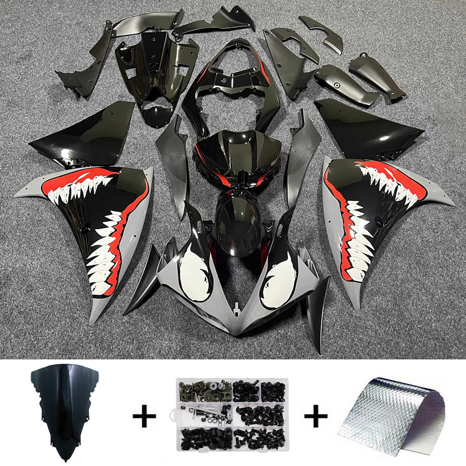 Amotopart 2012?2014 Yamaha YZFR1 YZF?R1 Generic Injection Fairing Kit ABS Plastic #223