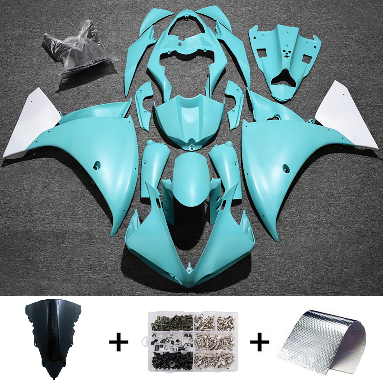 Amotopart 2012?2014 Yamaha YZFR1 YZF?R1 Generic Injection Fairing Kit ABS Plastic #228