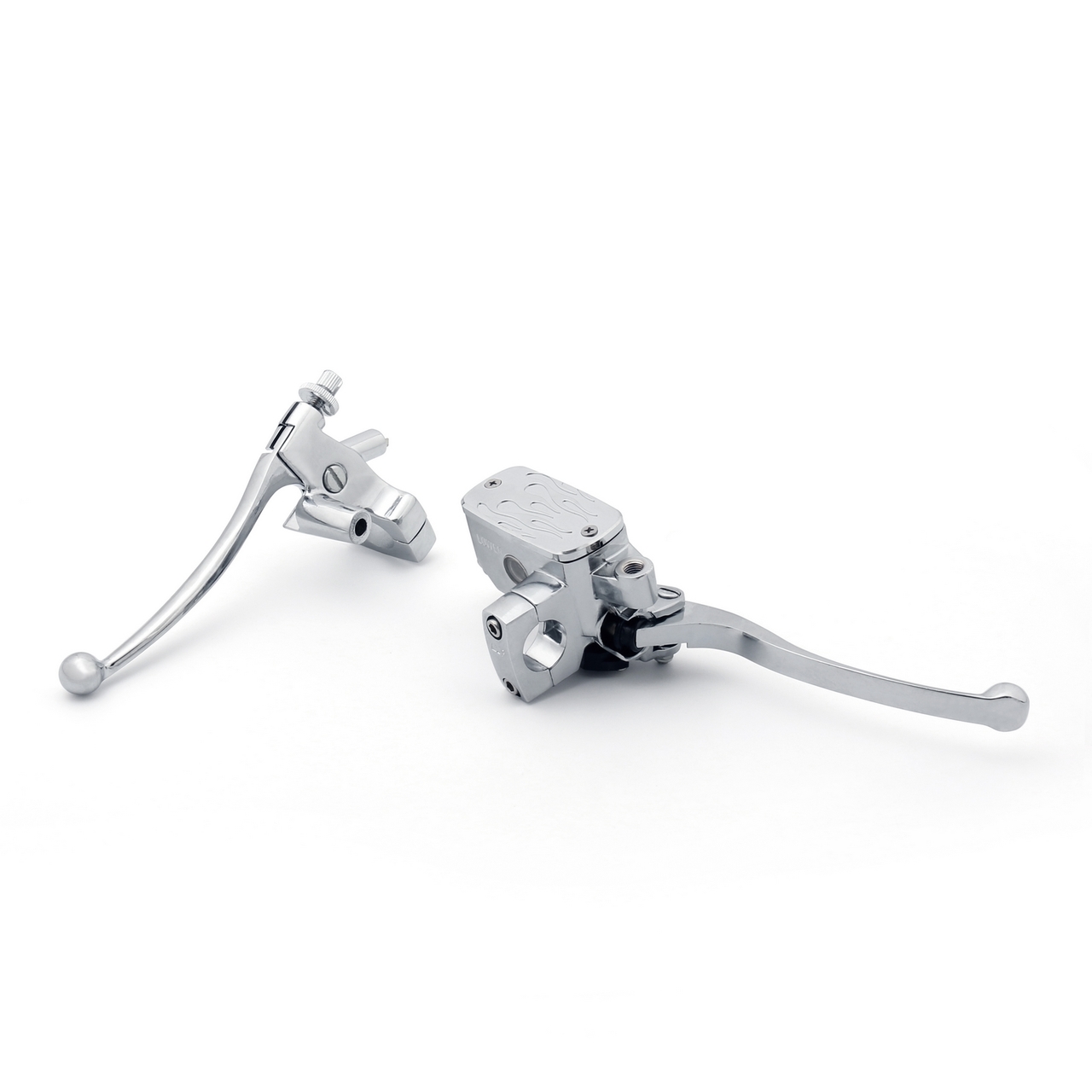 Levers Hydraulic Brake Cable Clutch Flame Master Cylinder Cover 1" Universal Fit Chrome Generic