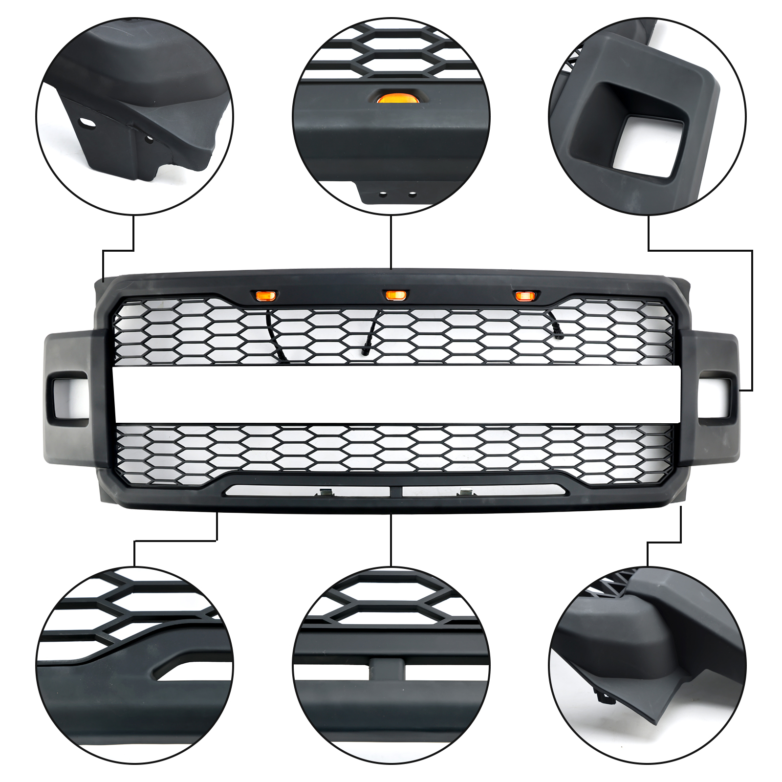 Front Bumper Grill Grille Fit Ford F-250 F-350 F-450 2017-2019 Raptor Style