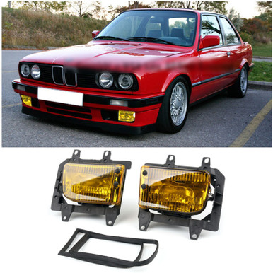 2X Front Bumper Yellow Plastic Fog Lights Lamp For BMW E30 318i 318is 325i 85-93