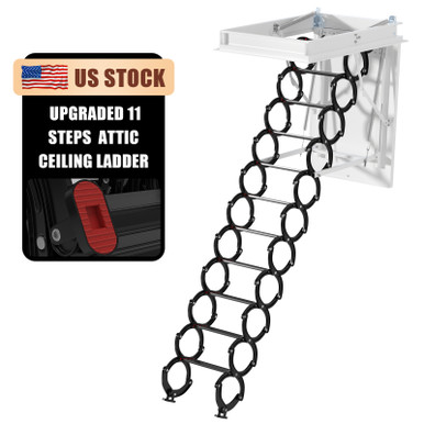 Upgraded 11 Steps 3m Loft Wall Folding Pulldown Attic Ceiling Ladder ...