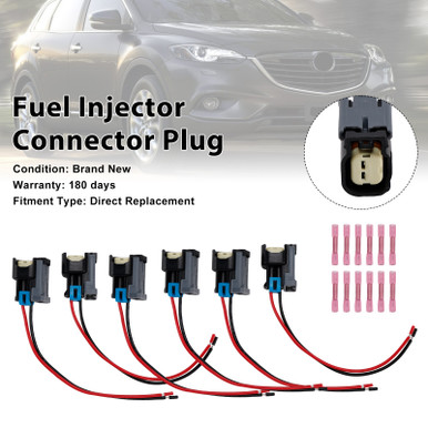 6PCS Fuel Injector Connector Pigtail Plug Wiring Harness Fit Ford Fit