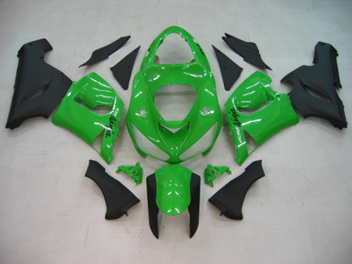 。。 2005-2006 Kawasaki ZX6R 636 Amotopart Fairings Green Black Ninja