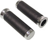 Grips Leather Black Chrome Ends to fit 7/8"bars145mm Pair