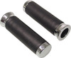 Grips Leather Black Chrome Ends to fit 1"Bars135mm Pair