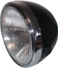Headlight Round Black Complete British Style 8"