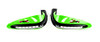 Pair of green universal motorcycle hand guards with integrated LED light strips