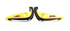 Pair of yellow universal motorcycle hand guards with integrated LED light strips