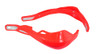 Pair of wrap round motorcycle hand guards in red with alloy insert