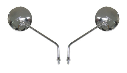 Mirrors 8mm Chrome Round Left & Right Early Fits Yamaha Style Pair