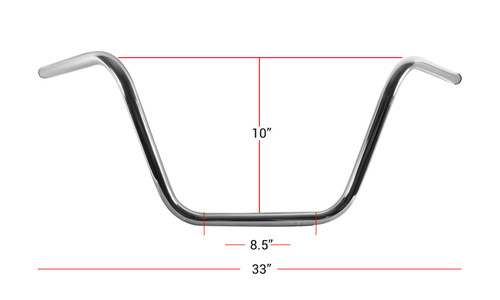 Handlebar 7/8" Chrome 10" Rise Wide BottomCheaper Version"