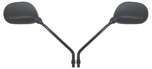 Mirrors 10mm Black Rectangle Left & Right Long Stem E-Marked Pair
