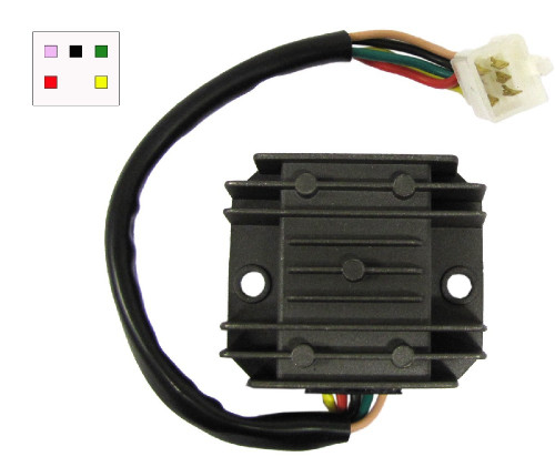 Regulator/Rectifier 5 Wire Green, Red, Pink, Yellow, BlackMale