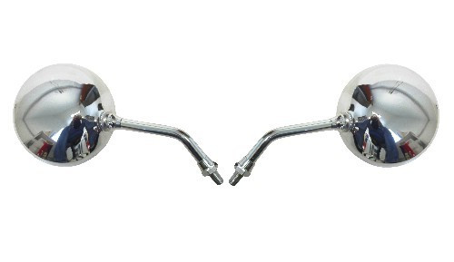 Mirrors 10mm Chrome Round Left & Right Fits Honda Custom Short Pair