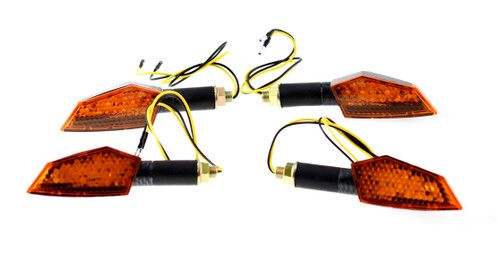 Set of 4 Sequential LED Universal Motorcycle Indicators Long Stem, Wedge shape