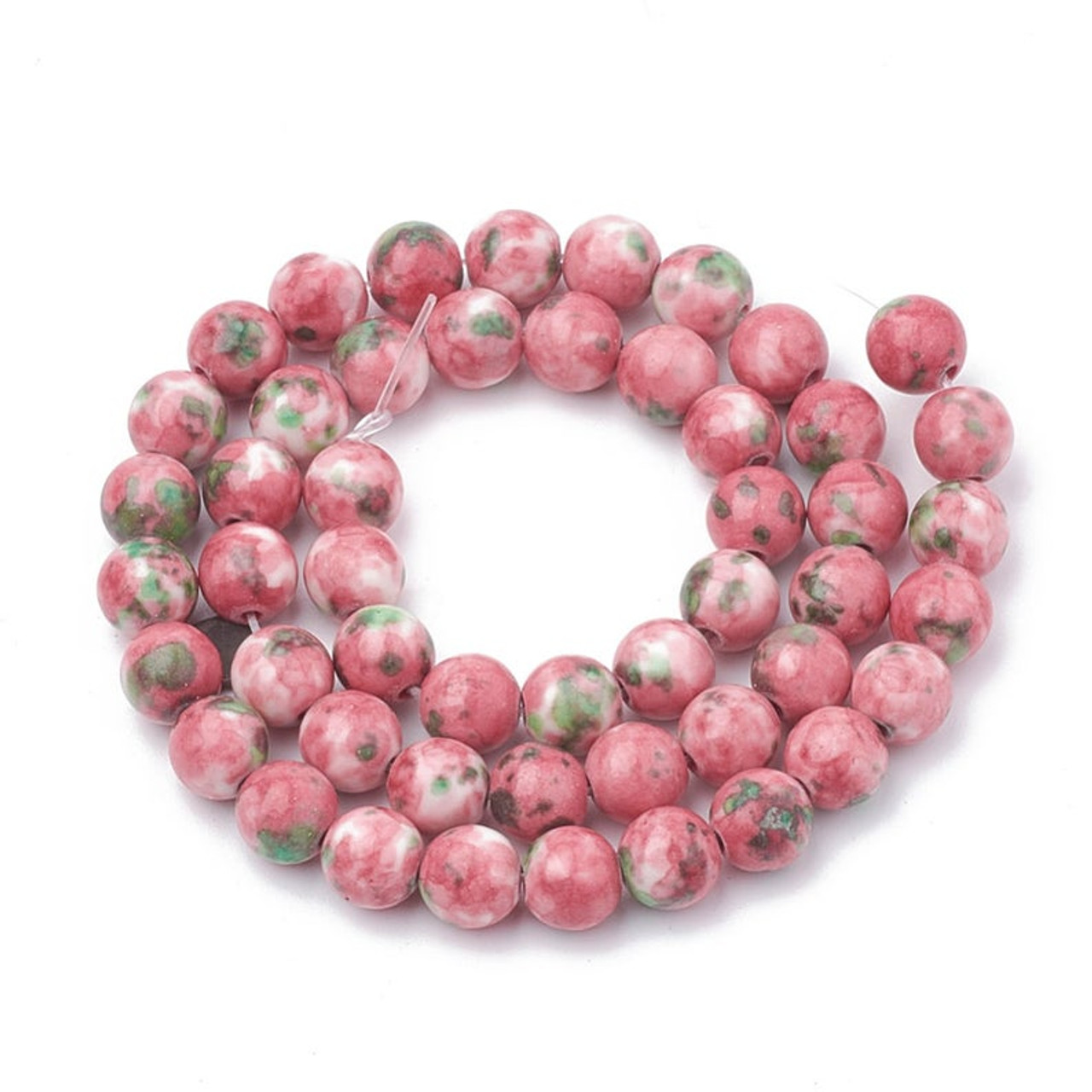 2 Strands/lot 8/10mm Hot Pink Fuchsia Jade Stone Round Beads, Stone Beads