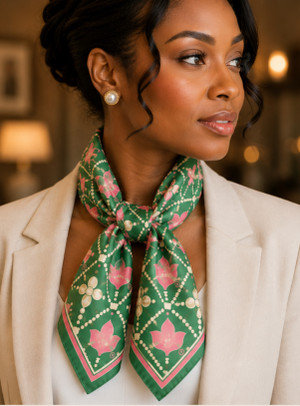 Green  Adire Square Scarf