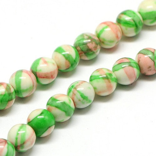 Pink  and Green Jade Beads, Round, 10mm