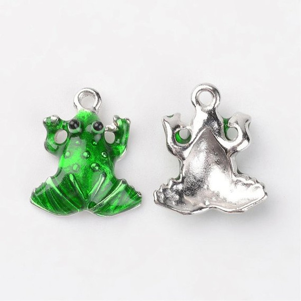 Green Frog Charm, Painted