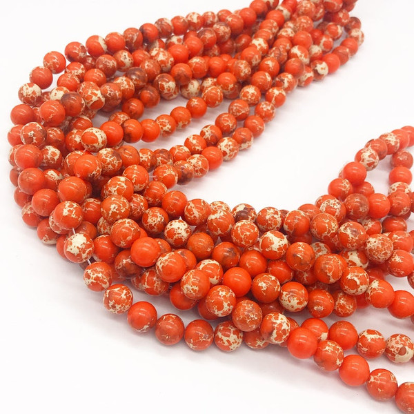 Orange Sea Sediment Jasper Beads, 10mm - 15 inch strand