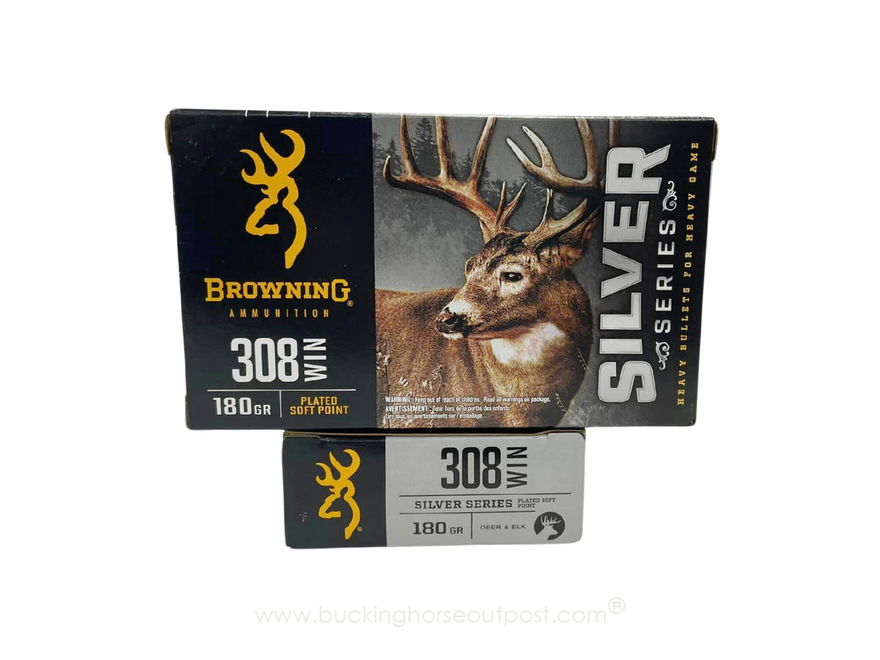 Browning Ammunition Silver Series .308 Winchester 180 Grain Plated Soft Point 20rds Per Box (B192603081) - FREE SHIPPING ON ORDERS OVER $200 