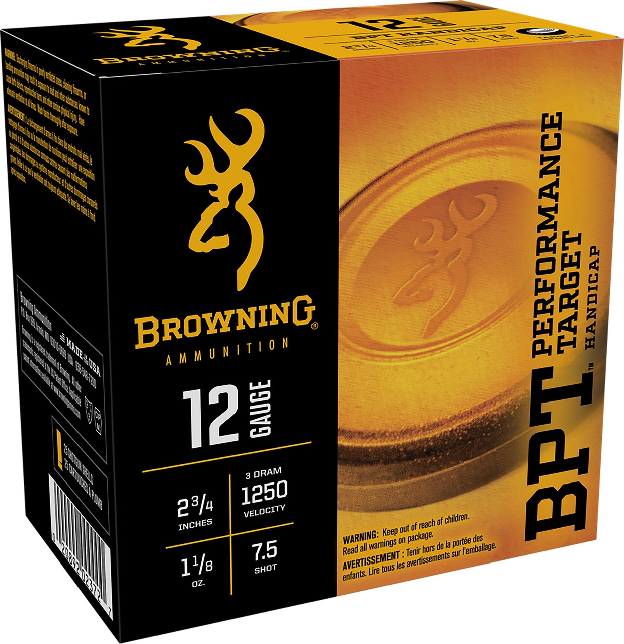 Browning Ammunition BPT Performance Target Handicap 12 Gauge 2-3/4" 1-1/8oz #7.5 Shot 25rds Per Box (B193641227) - FREE SHIPPING ON ORDERS OVER $200 