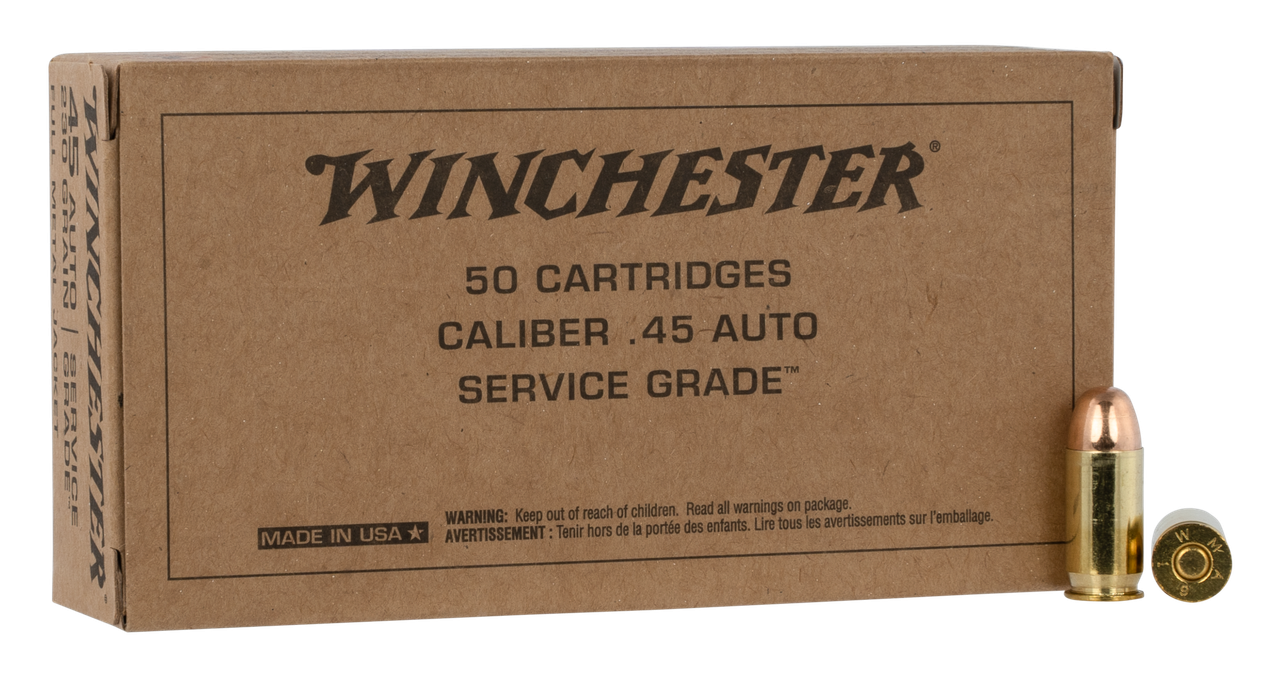 Winchester USA Service Grade .45 ACP 230gr FMJ 50rds Per Box - (SG45W)