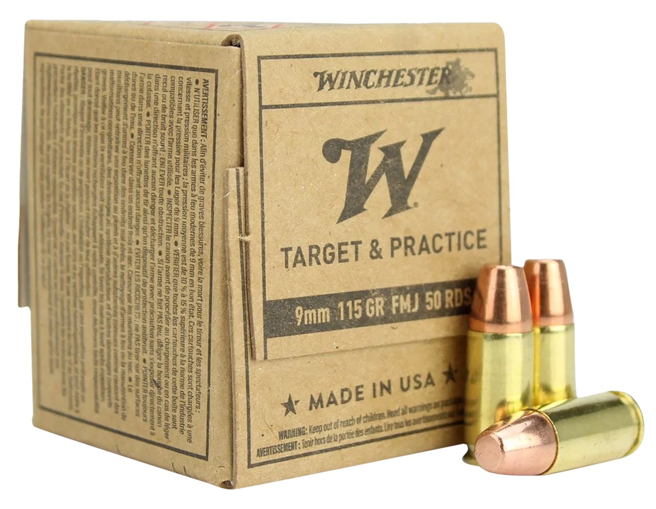 Winchester USA  9mm Luger 115gr FMJ 50rds Per Box - (SG9W50)