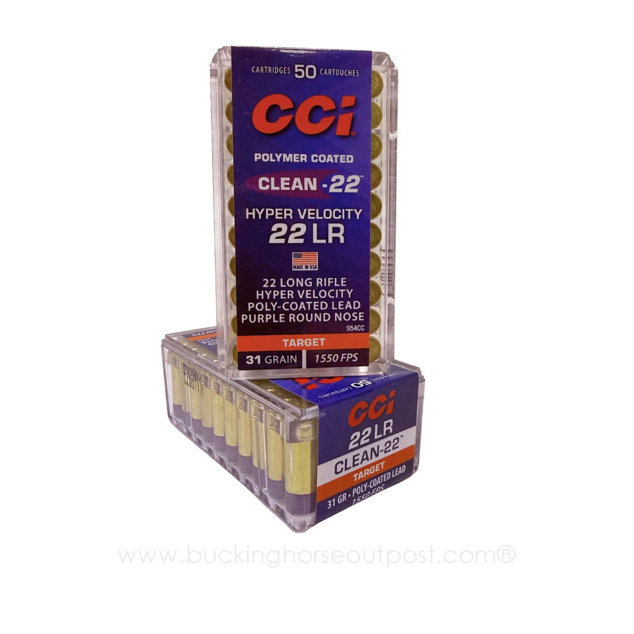 CCI 22 Long Rifle Hyper Velocity Poly-Coated Lead Purple Round Nose 31 Grain, 50rds Per Box (954CC)- FREE SHIPPING ON ORDERS OVER $200