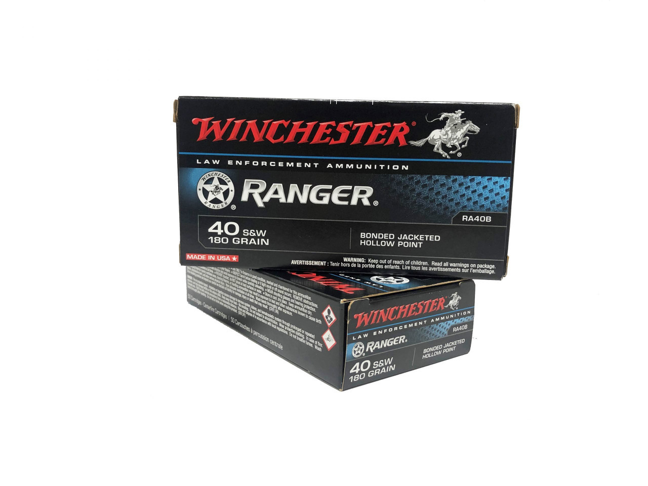 Winchester Ranger .40 S&W 180 Grain Bonded Jacketed Hollow Point 50rds Per Box (RA40B)- FREE SHIPPING ON ORDERS OVER $200 