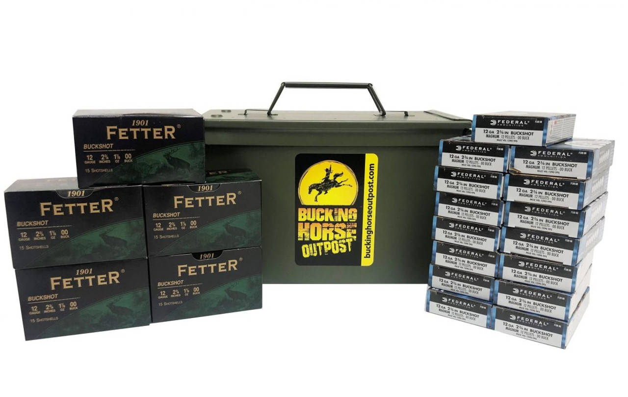 12GA AMMO CAN - 75rds Fetter (00-9) & 75rds Federal (F130 00) - 150rds in .50cal Ammo Can FREE SHIPPING on orders over $125