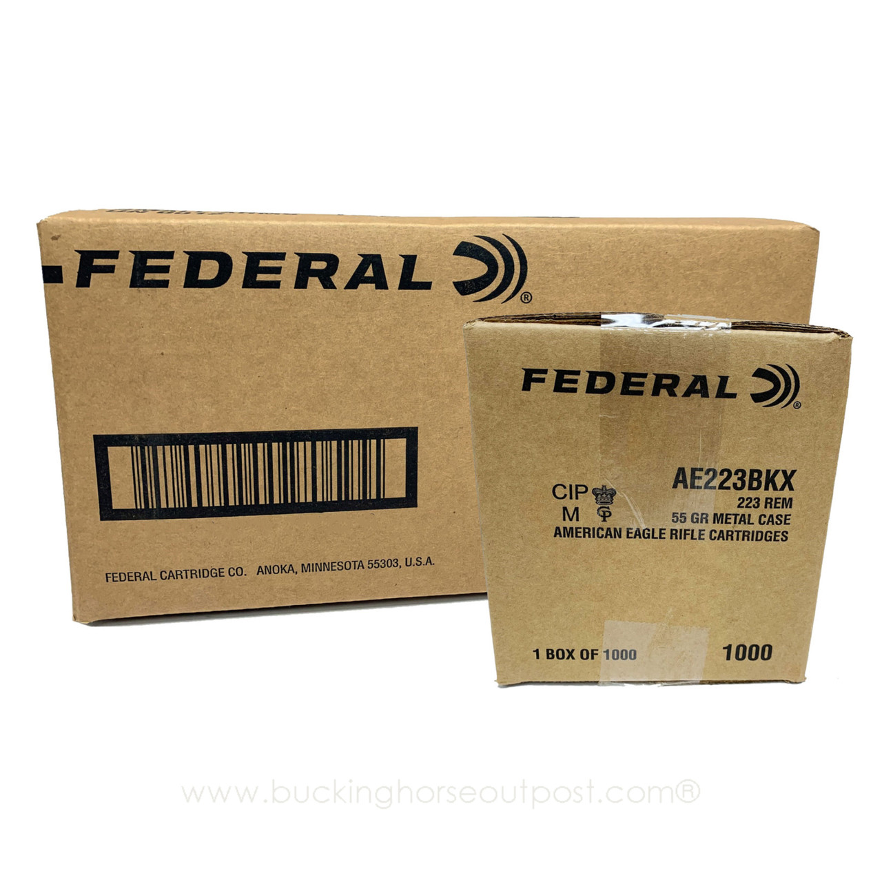 Federal American Eagle .223 Remington 55 Grain Full Metal Jacket Boat Tail 1000rds Per Case - Loose (AE223BKX)- FREE SHIPPING ON ORDERS OVER $175