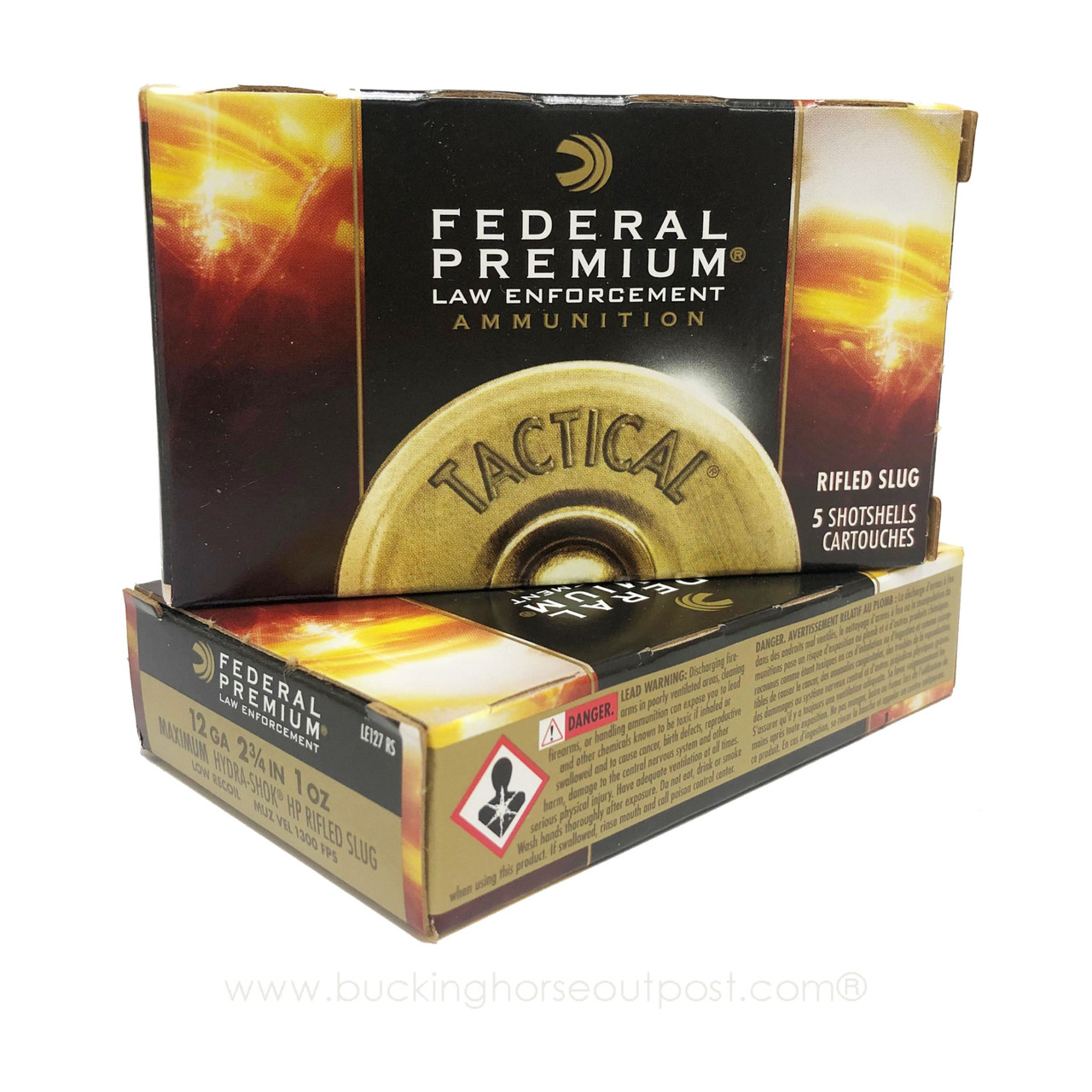 Federal Tactical 12 Gauge 2-3/4" 1oz Hydra-Shok Rifled Slug 5rds Per Box (LE127RS) LIMIT 10- FREE SHIPPING ON ORDERS OVER $175