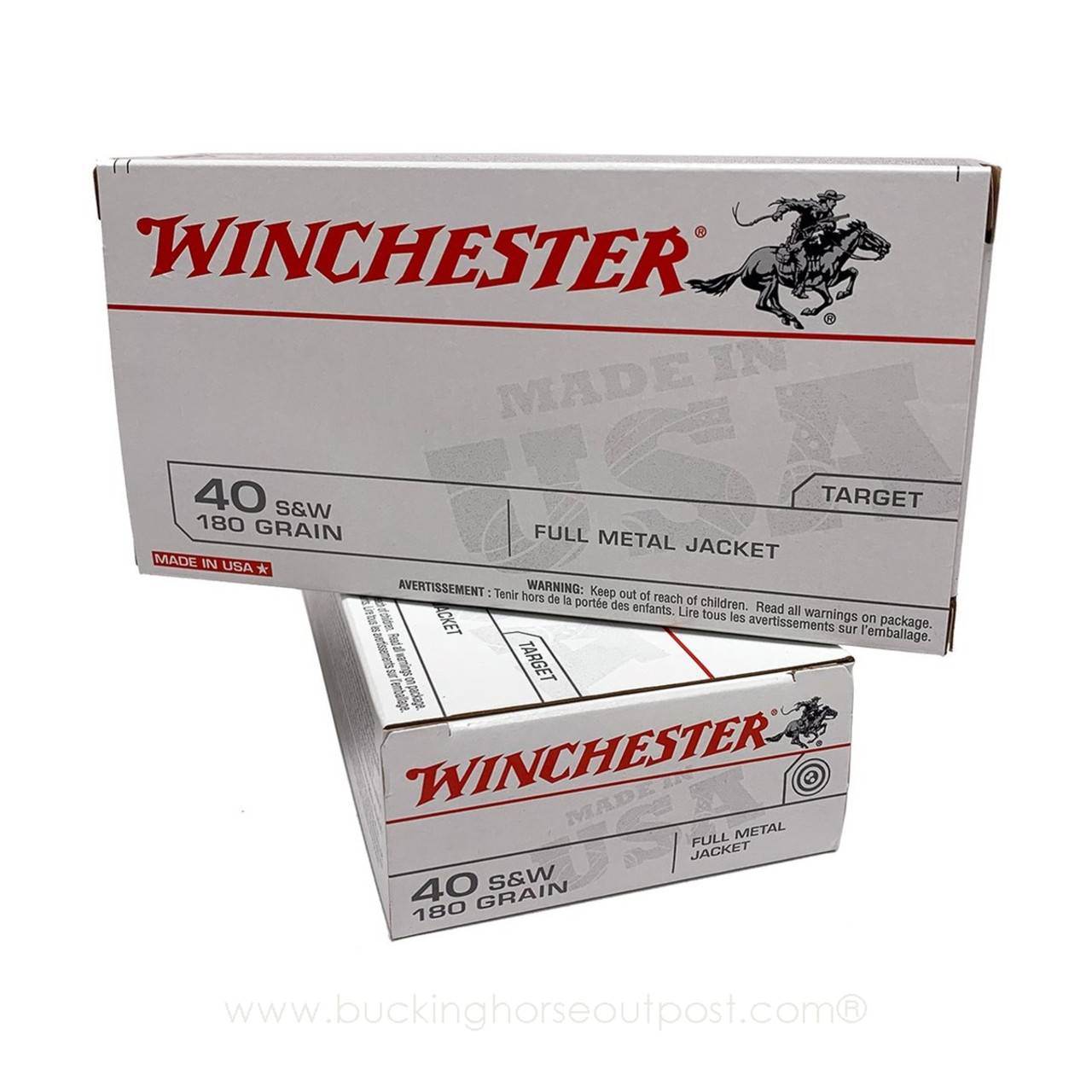 Winchester USA .40 S&W 180 Grain Full Metal Jacket 50rds Per Box (Q4238)- FREE SHIPPING ON ORDERS OVER $175