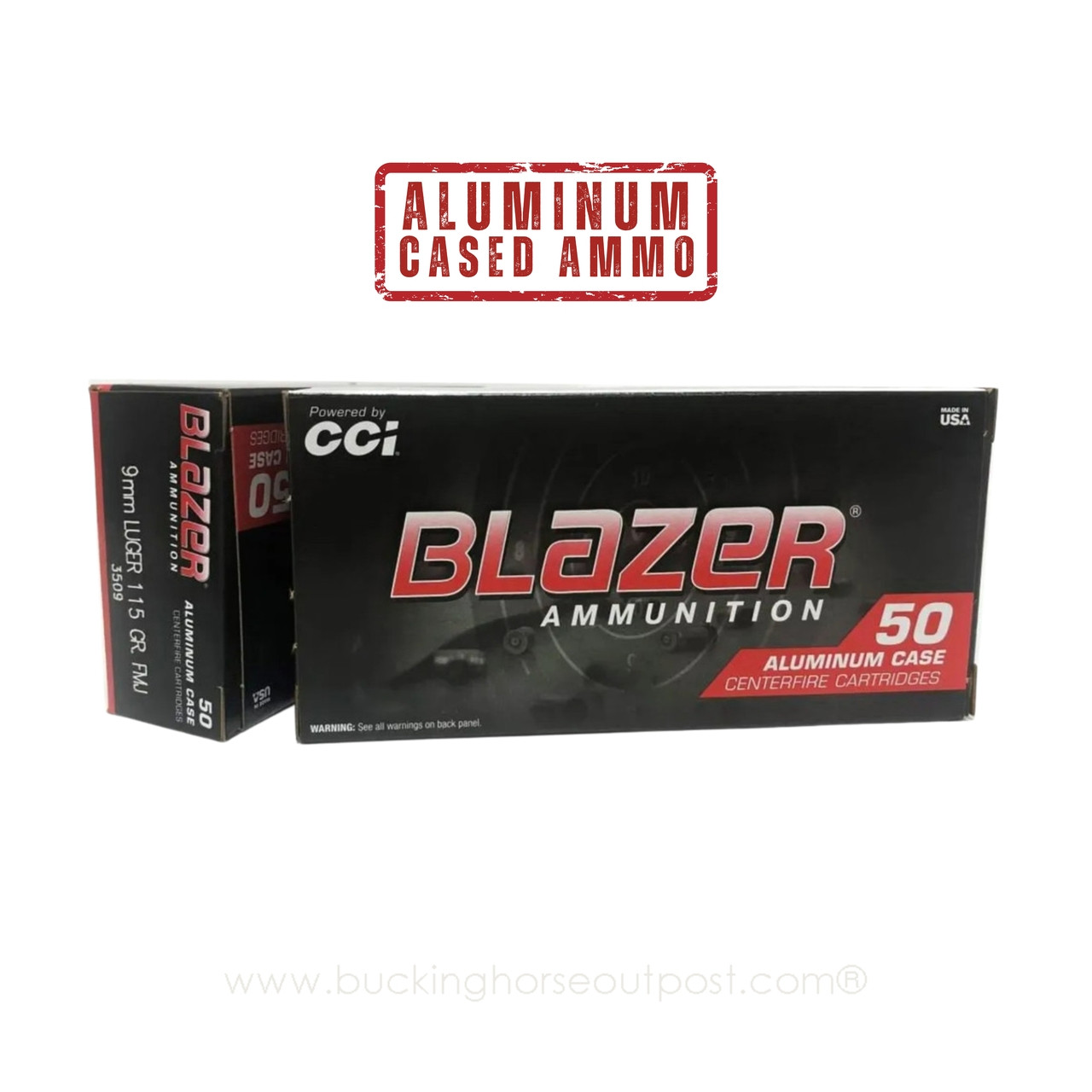 CCI Blazer ALUMINUM 9mm Luger 115 Grain Full Metal Jacket 50rds Per Box (3509)- FREE SHIPPING ON ORDERS OVER $175