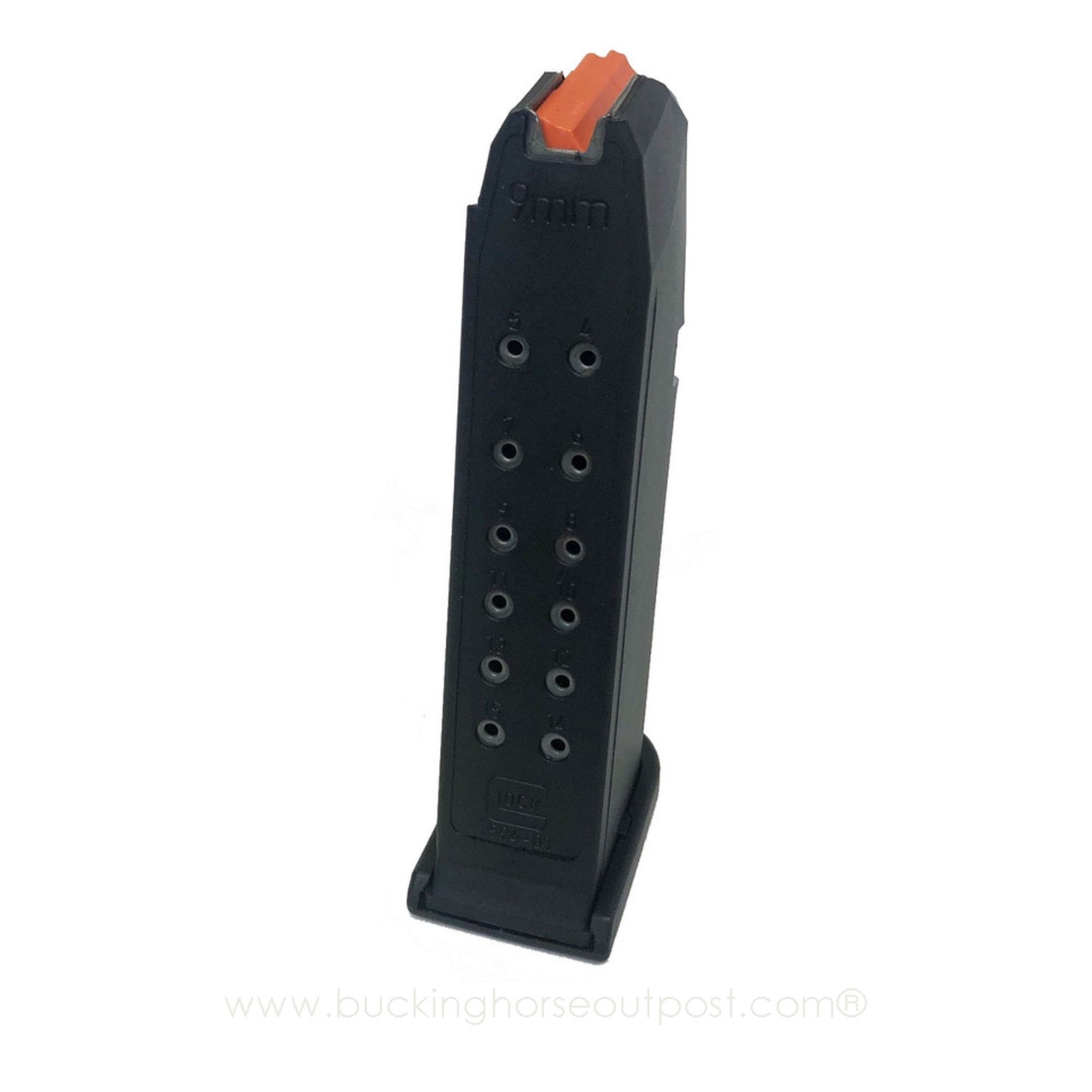 グロック19用 9mm 15連 マガジン実物 Glock 19 Gen5 9mm 15rd Magazine Black With Orange Follower (39231)