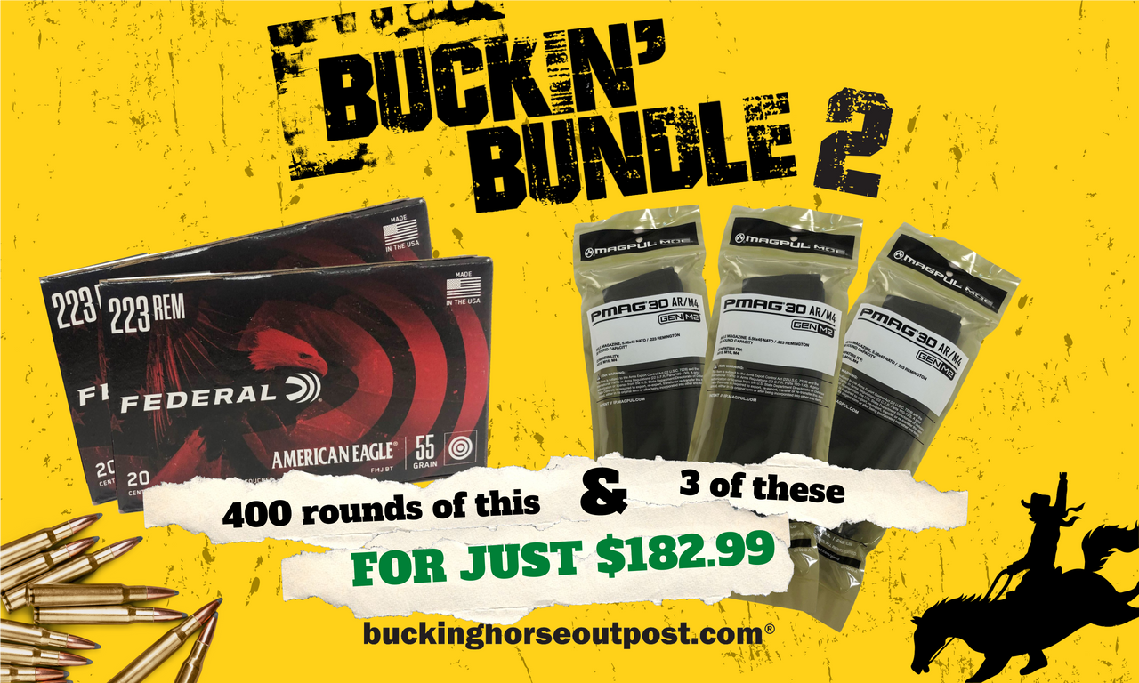 Buckin' Bundle 2 - (400rds) Federal American Eagle .223 Remington 55 Grain Full Metal Jacket (3) Magpul PMag 30rd Magazines