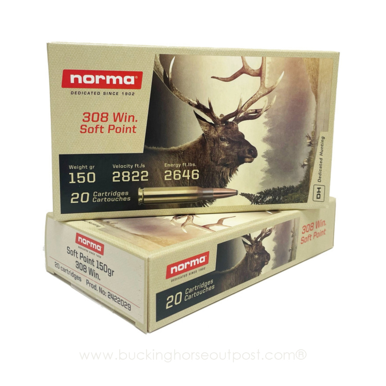 Norma Hunting Medium Game .308 Winchester 150 Grain Soft Point 20rds Per Box (2422029)- FREE SHIPPING ON ORDERS OVER $175