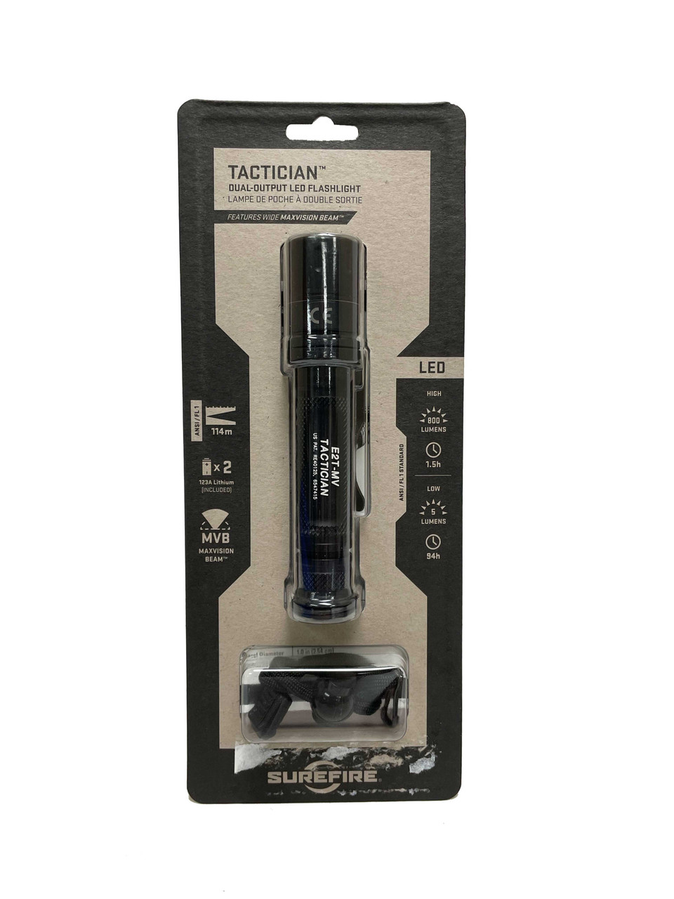 Surefire E2T-MV Tactician Dual-Output MaxVision Beam LED Flashlight 800 Lumens (E2T-MV)