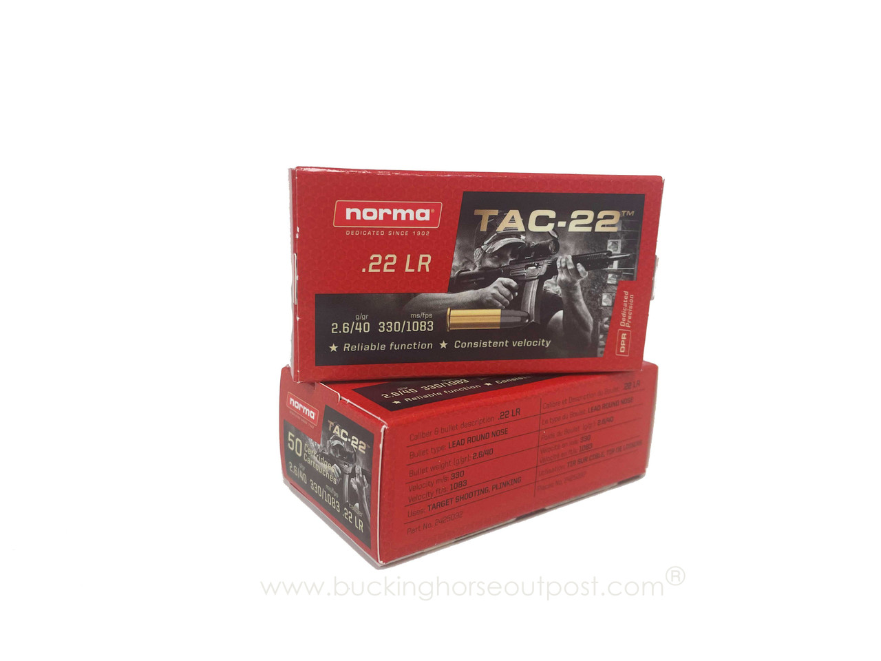 Norma TAC-22 .22 Long Rifle 40 Grain Lead Round Nose 50rds Per Box (2425092)- FREE SHIPPING ON ORDERS OVER $175