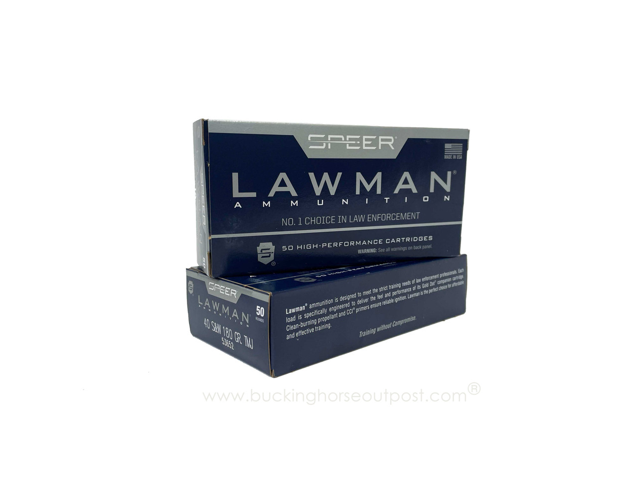 Speer Lawman .40 S&W 180 Grain Total Metal Jacket 50rds Per Box (53652 ...