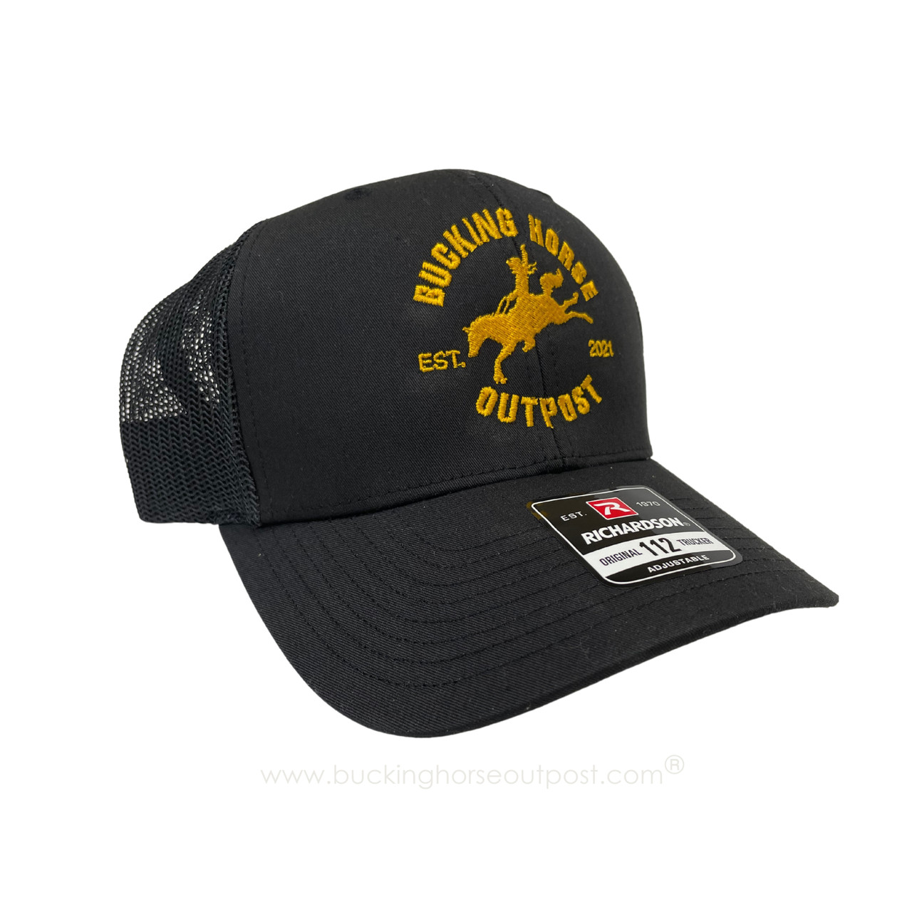 BHO Trucker Style Logo Hat Black/Black Adjustable Snap Back