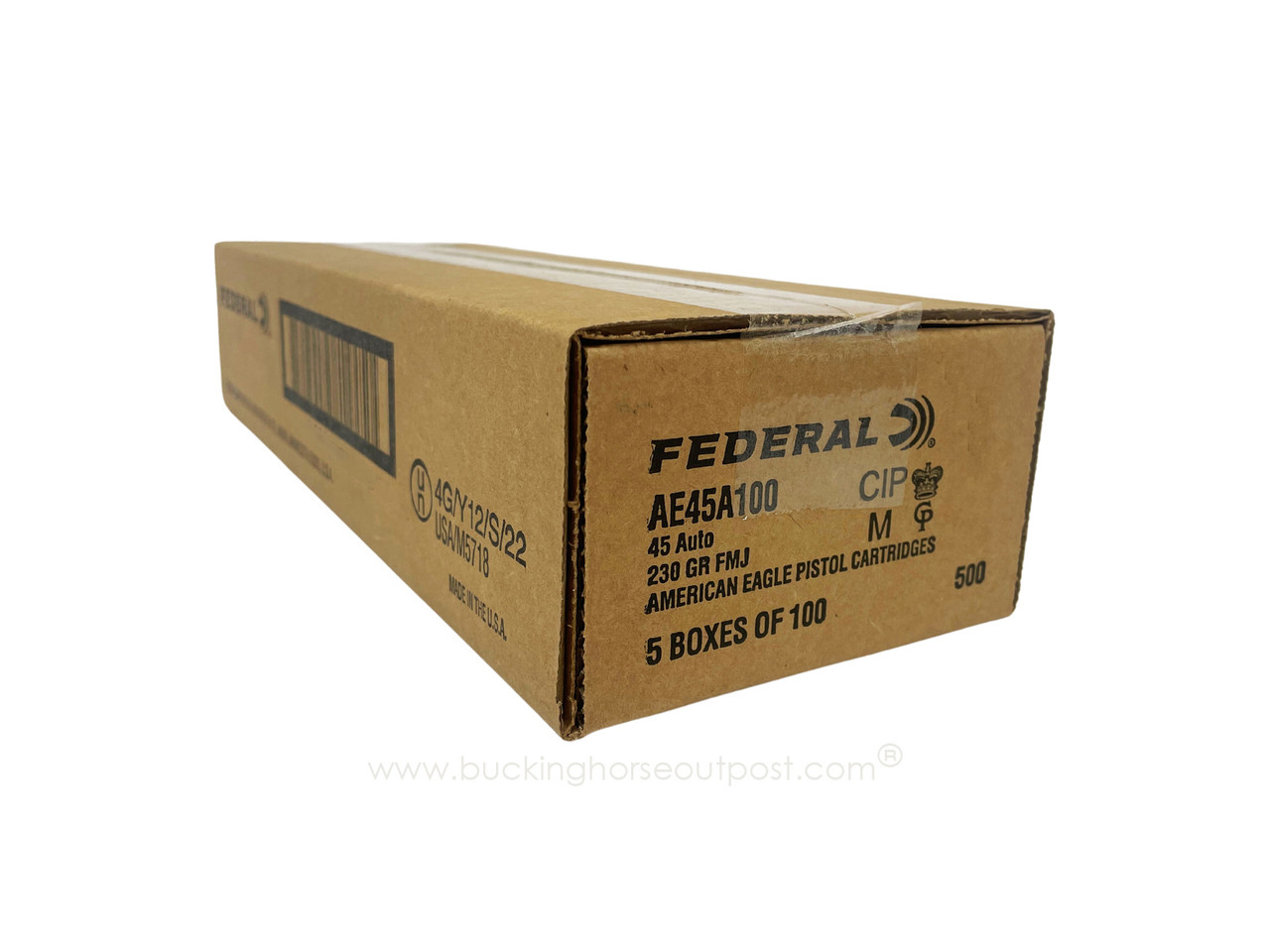 Federal American Eagle .45 Auto 230 Grain Full Metal Jacket 500rds Per Case (5 Boxes of 100rds) (AE45A100)- FREE SHIPPING ON ORDERS OVER $175